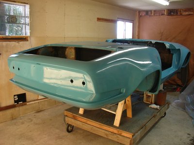 second coat of medici blue on the shell.JPG and 